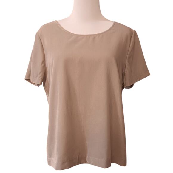 J. CREW Velvet Velour Short Sleeve Top Shirt Blouse Medium Beige Tan Neutrals - Picture 4 of 9